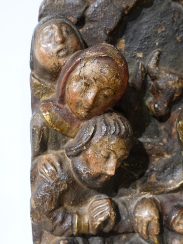 Sculpture  - 16th century Spanish Nativity, polychrome wood