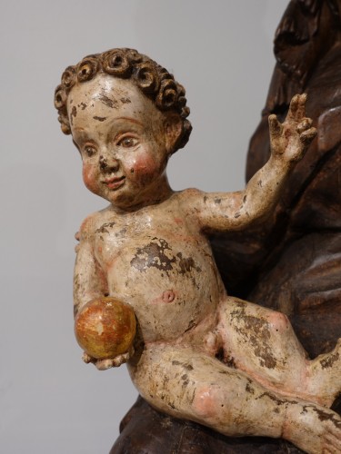 Sculpture Sculpture en Bois - Vierge à l'enfant en Majesté, époque XVe siècle