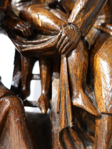 Descente de croix en chêne sculpté - Flandres circa 1470 - Moyen Âge