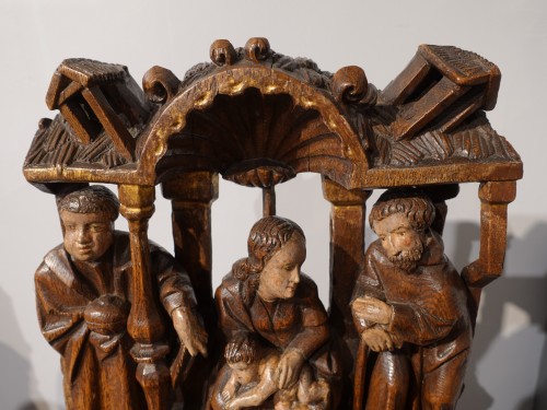 Antiquités - Nativité en bois polychrome début du XVIe siècle