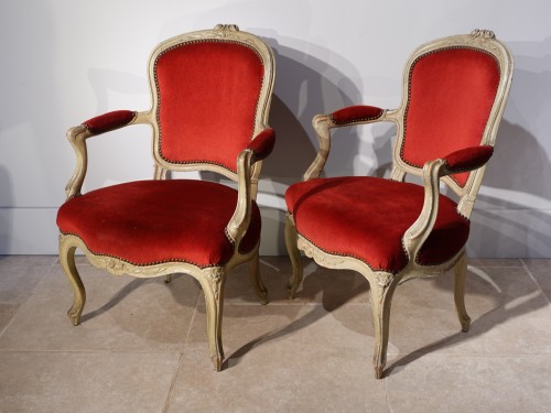 Louis XV - Paire de fauteuils Louis XV estampillés de F. Lapierre (1753 - 1823)