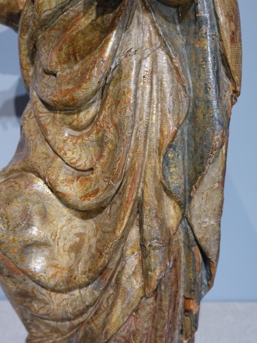 Antiquités - Vierge à l'enfant en bois polychrome, Italie fin XVIe