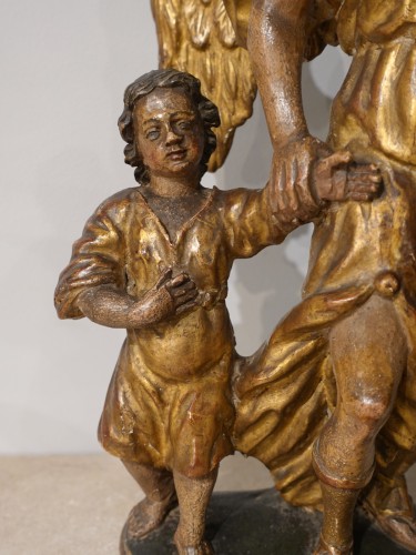 XVIIe siècle - Groupe statuaire « Tobie et l'Archange Raphaël » fin 17e