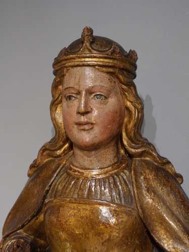 Sainte Catherine en bois sculpté doré polychrome circa 1520-1530 - Gérardin et Cie