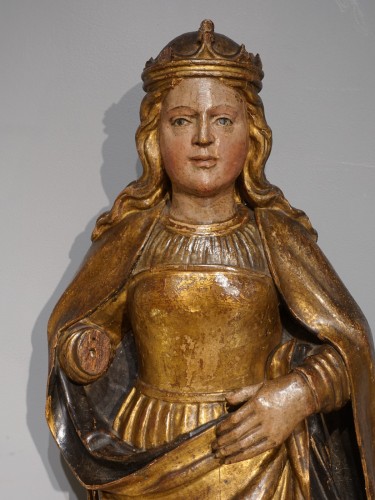 Renaissance - Sainte Catherine en bois sculpté doré polychrome circa 1520-1530