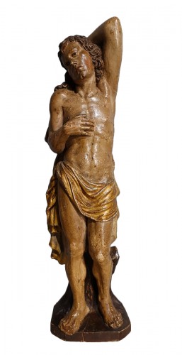 Saint Sebastian In Carved Wood 17th Century