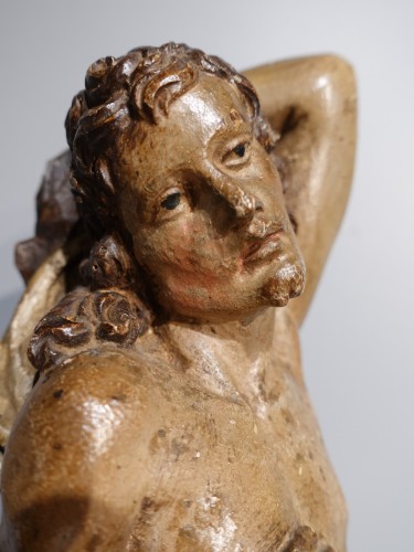 Sculpture  - Saint Sebastian In Carved Wood 17th Century