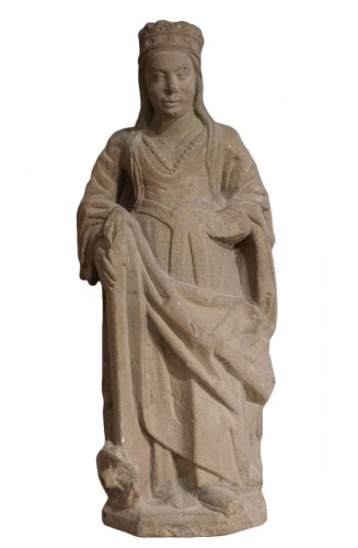French Sainte Catherine, Carved Stone, Late 15th - Early 16th Century