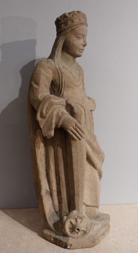 French Sainte Catherine, Carved Stone, Late 15th - Early 16th Century - Sculpture Style Renaissance