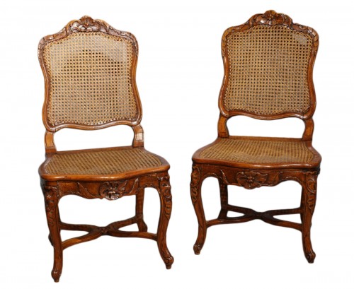 Pair Of Louis XV Caned Chairs, Stamped “gourdin”