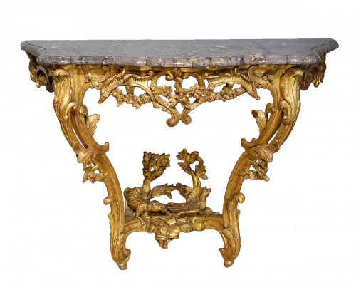 Louis XV console in gilded wood