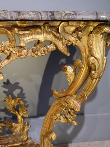 Console Louis XV en bois doré - Mobilier Style Louis XV