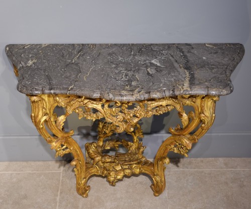 18th century - Louis XV console in gilded wood
