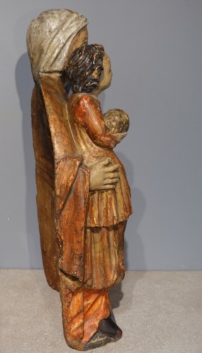 Vierge en Majesté en bois polychrome d’époque XVIIe - Sculpture Style Louis XIV
