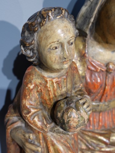Vierge en Majesté en bois polychrome d’époque XVIIe - Louis XIV