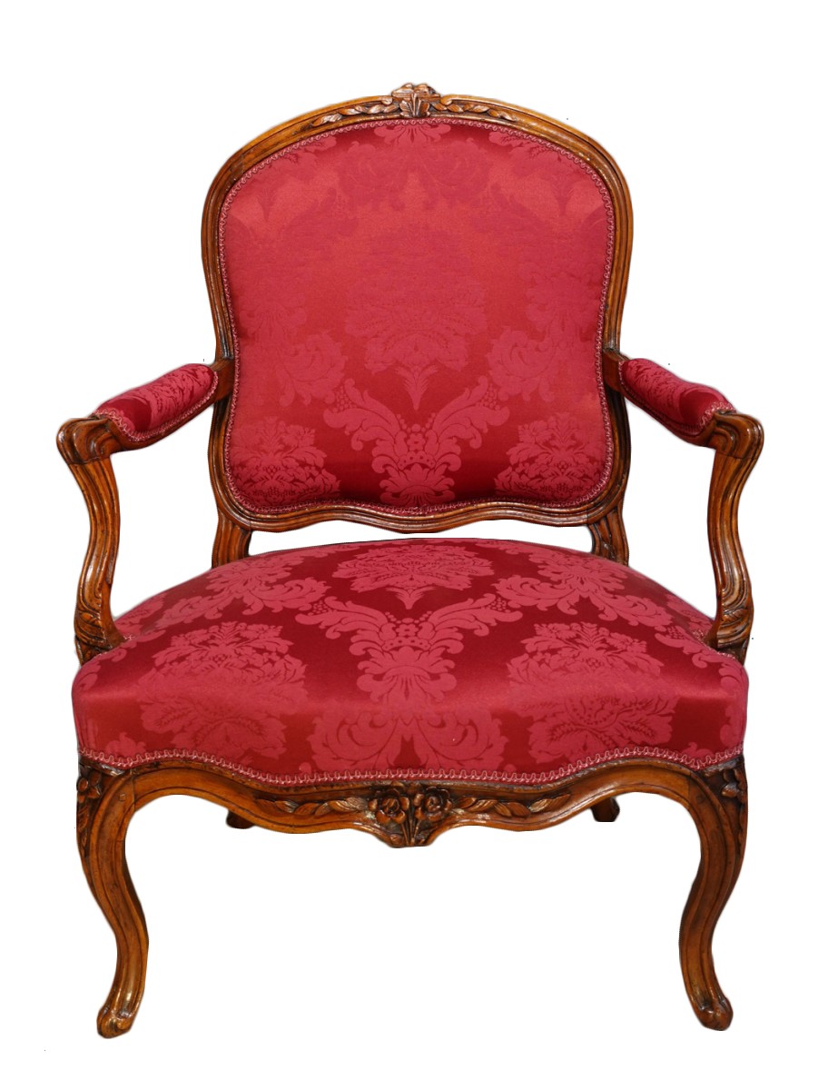 French Louis XV Armchair, Lyon, Walnut - Ref.89279