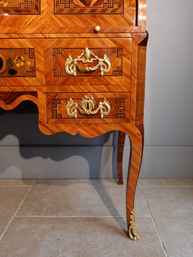 Antiquités - French Louis XV Desk Called &quot;cylindre&quot;, Marquetry, 18th Century