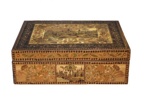 19th century straw marquetry box