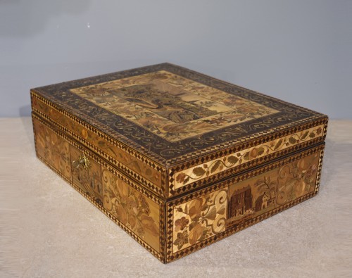 19th century straw marquetry box - Objects of Vertu Style Restauration - Charles X