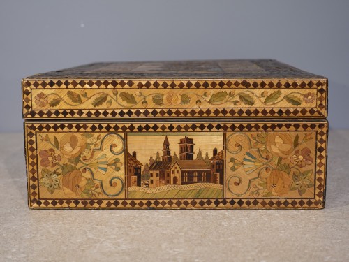 19th century straw marquetry box - Restauration - Charles X