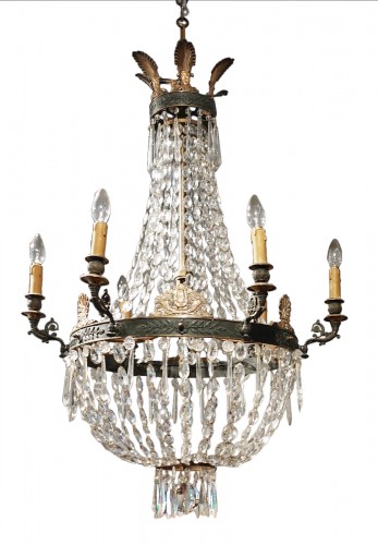 A 19th Century Bronze And Crystal Chandelier