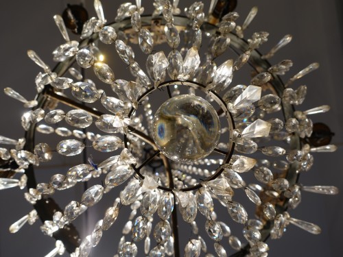 19th century - A 19th Century Bronze And Crystal Chandelier