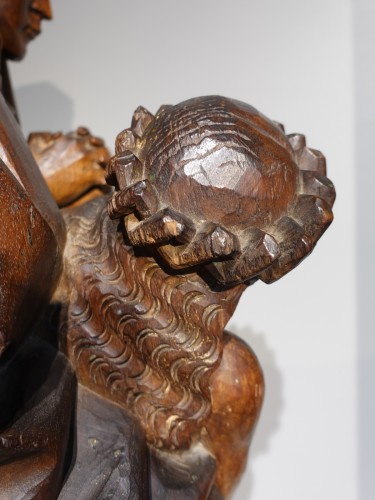 Moyen Âge - Piéta en noyer sculpté d'époque fin XVe siècle