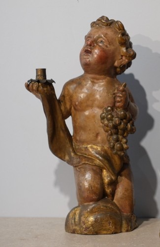 Sculpture  - Pair of polychrome wooden Putti, 17th century