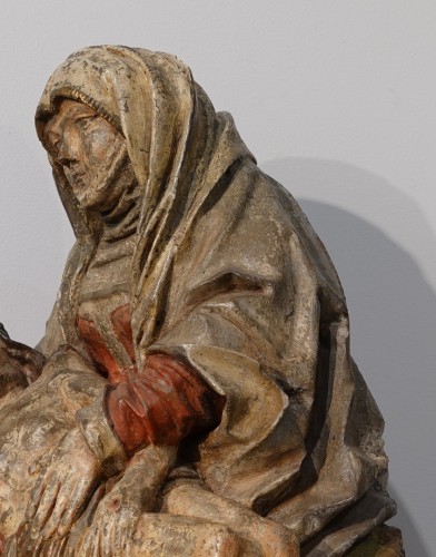 Vierge de pitié en pierre polychrome circa 1500 - Renaissance