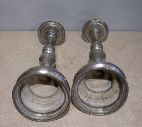 Lighting  - Important pewter candlesticks - XVIIe