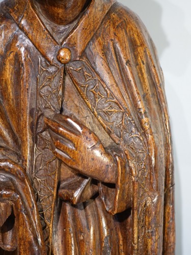 Antiquités - Ange Gabriel en noyer sculpté Rhin inférieur, dernier quart du XVe siècle