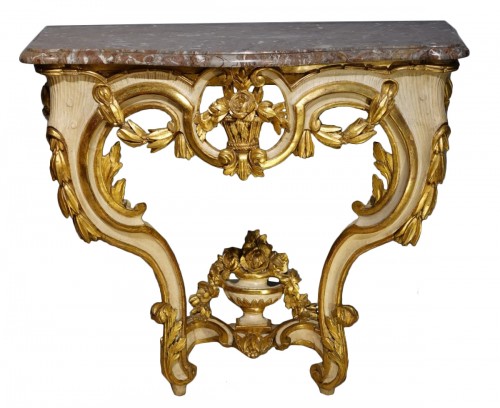 Console en bois doré et laquée d'époque XVIIIe