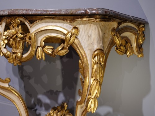 Mobilier Console - Console en bois doré et laquée d'époque XVIIIe