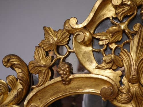 Miroirs, Trumeaux  - Miroir à parcloses en bois doré d'époque fin XVIIIe