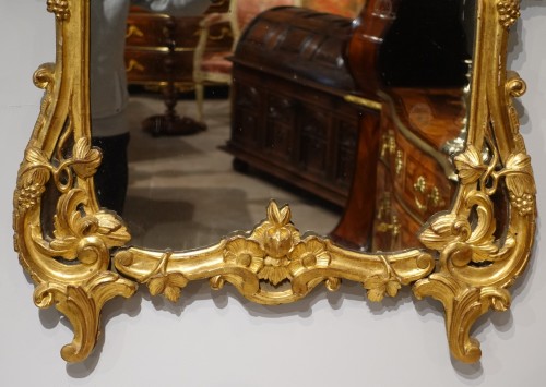 Antiquités - Miroir à parcloses en bois doré d'époque fin XVIIIe