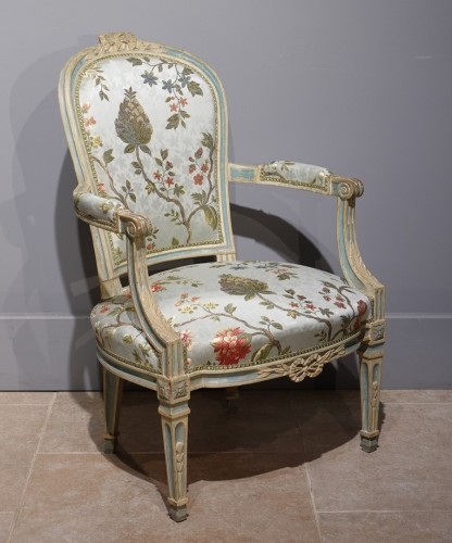 Sièges Fauteuil & Bergère - Paire de fauteuils laqués attribués à Pierre Pillot, Époque XVIIIe