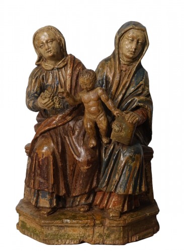 Sainte Anne trinitaire en bois sculpté et polychrome – XVIe siècle