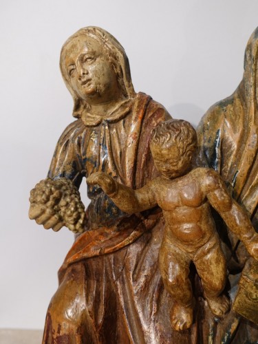 Sainte Anne trinitaire en bois sculpté et polychrome – XVIe siècle - Gérardin et Cie