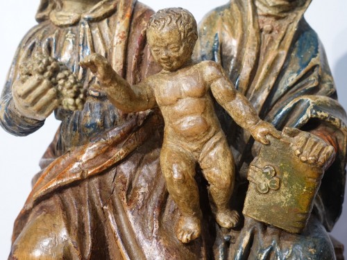 Renaissance - Sainte Anne trinitaire en bois sculpté et polychrome – XVIe siècle