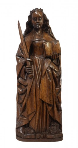 Sainte Catherine en chêne sculpté – XVe siècle