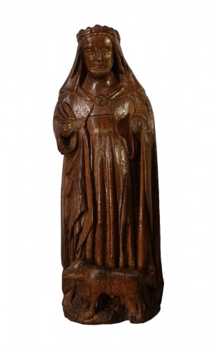 Sculpture de Sainte Brigitte d'Irlande ou Brigitte de Kildare époque XVe siècle