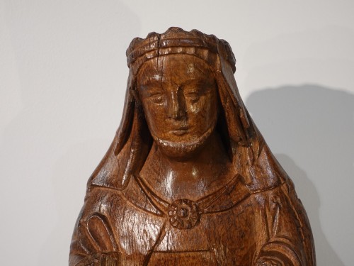 XIe au XVe siècle - Sculpture de Sainte Brigitte d'Irlande ou Brigitte de Kildare époque XV° siècle