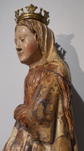 Sainte en bois polychrome fin XVIe - Renaissance