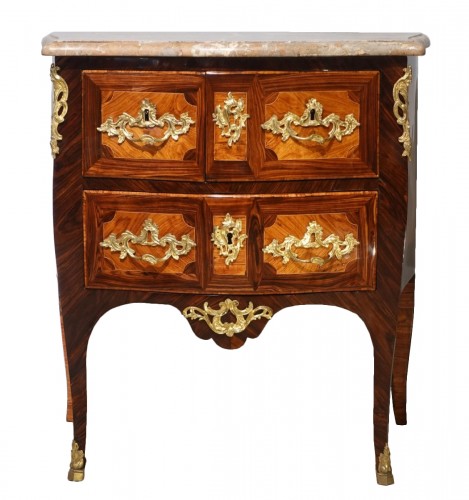 Louis XV inlaid chest of drawers stamped MONDON