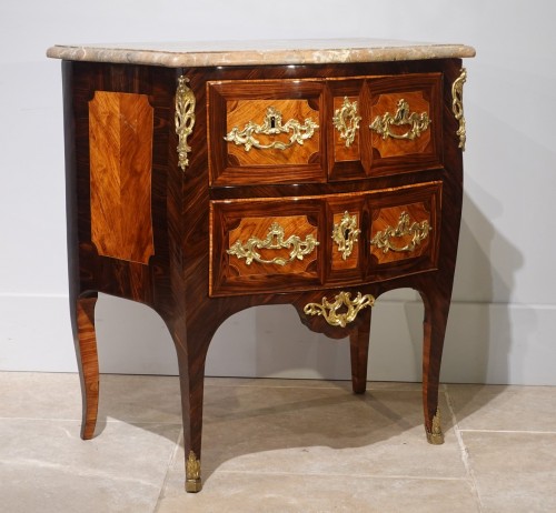 Furniture  - Louis XV inlaid chest of drawers stamped MONDON