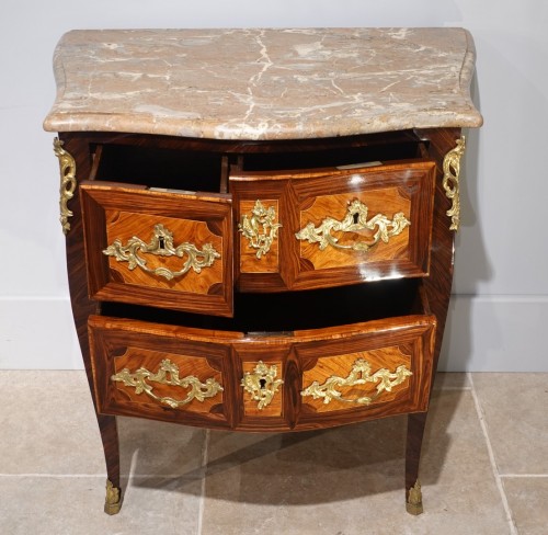 18th century - Louis XV inlaid chest of drawers stamped MONDON