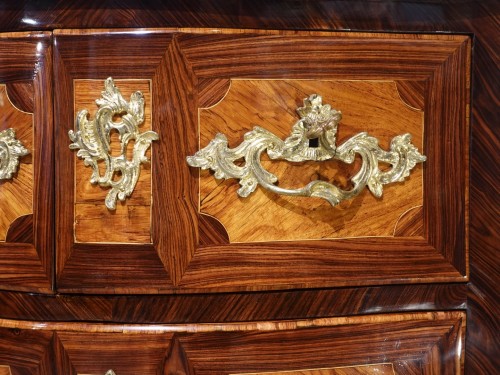 Antiquités - Louis XV inlaid chest of drawers stamped MONDON