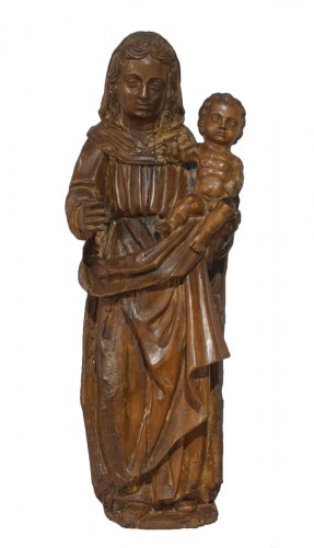 Vierge à l'Enfant en noyer d'époque fin XVIe