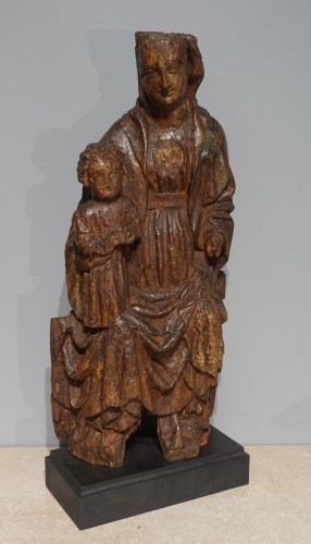 Virgin and Child in Majesty called Sedes Sapientiae, late 14th century - Sculpture Style Middle age