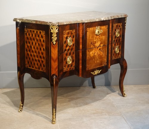 French 18th century Commode with “Musical Instruments” - Furniture Style Transition